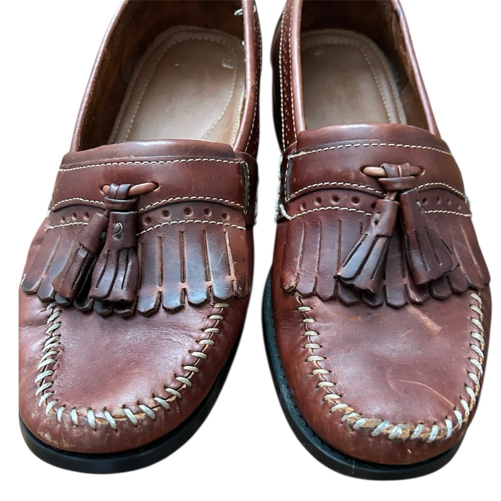 GH Bass Men's Kiltie Brown Leather Tassel Loafers Casual Dress Shoes Size 9
